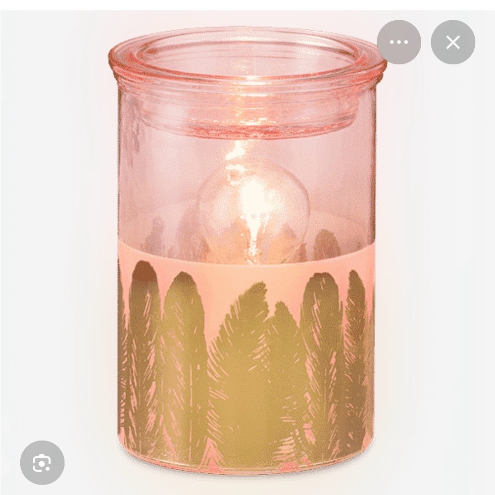 Scentsy Pink and Gold Feather Candle Holder